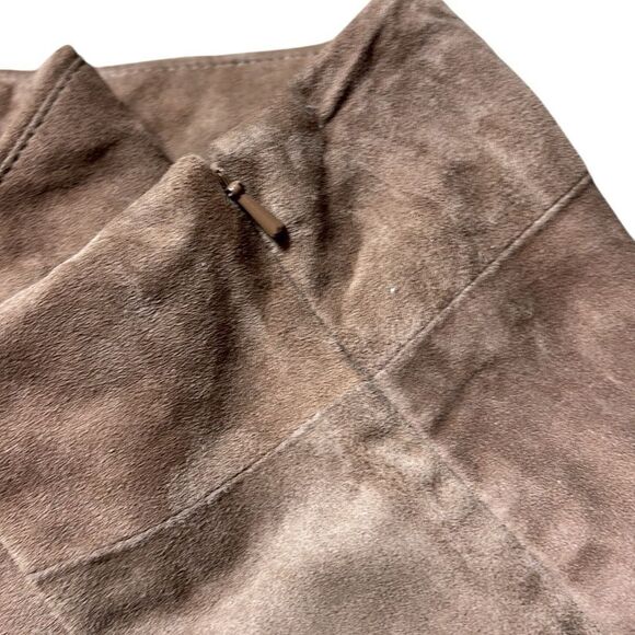 Eileen fisher women’s brown suede midi dress saddle 27” gored skirt med nwt - Picture 3 of 5